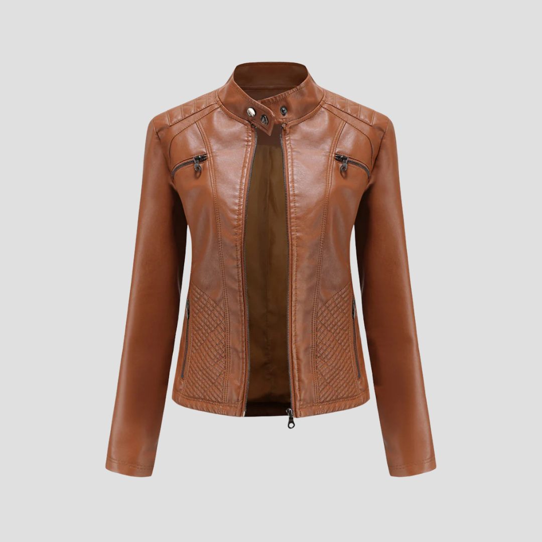 Women's Leather Jacket | Stand Collar
