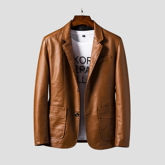 Men's Lapel Leather Jacket | Business