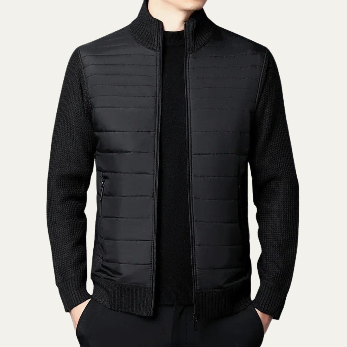Men's Quilted Knit Jacket | Zip Up