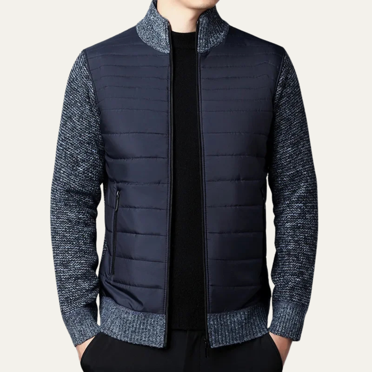 Men's Quilted Knit Jacket | Zip Up