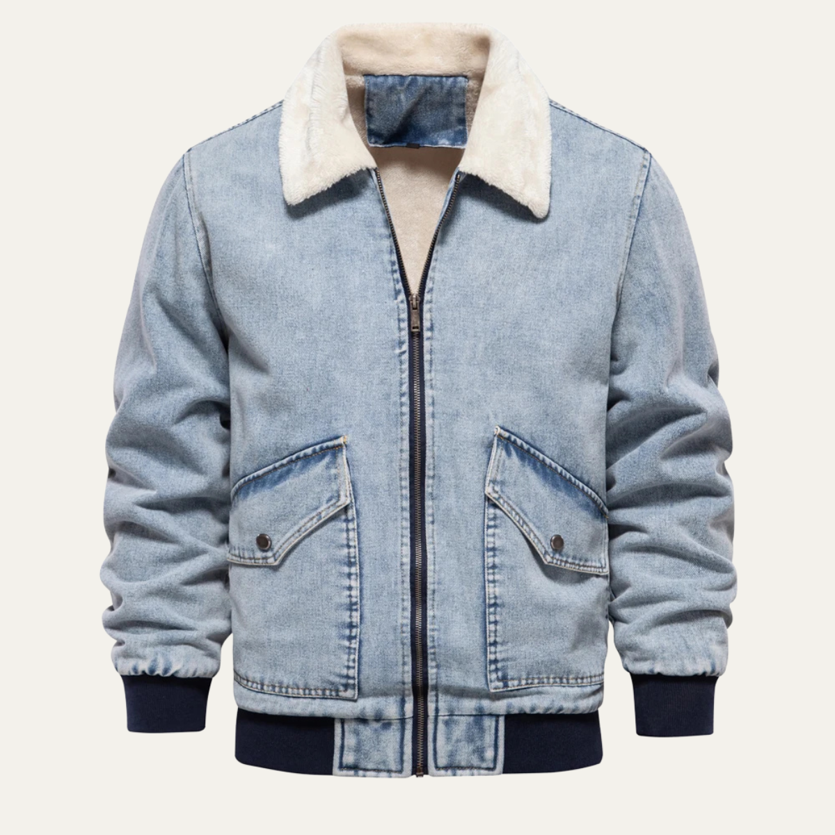 Men's Fleece Collar Jacket | Warm Denim