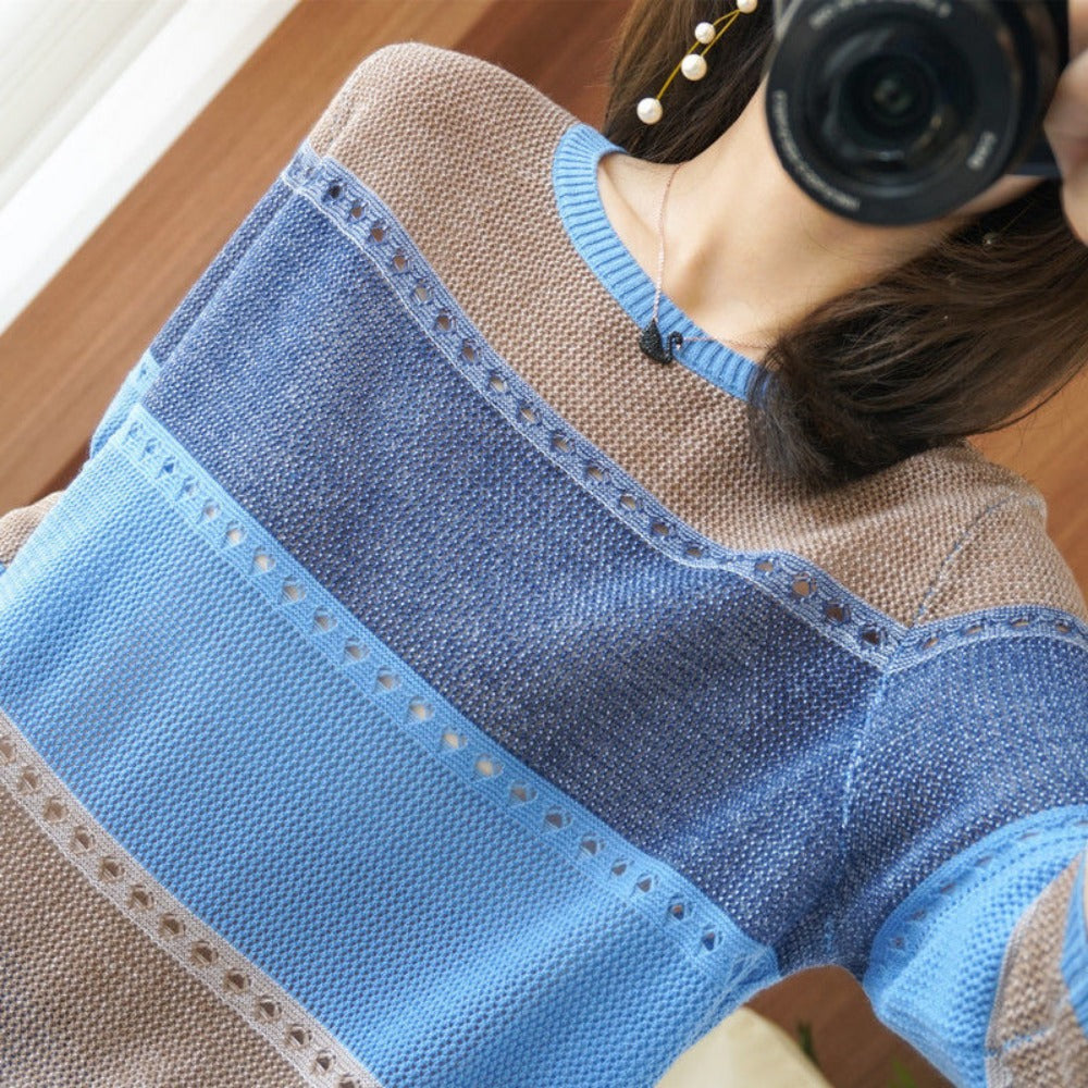 Strickpullover mit Colorblock für Damen – Alfonsina