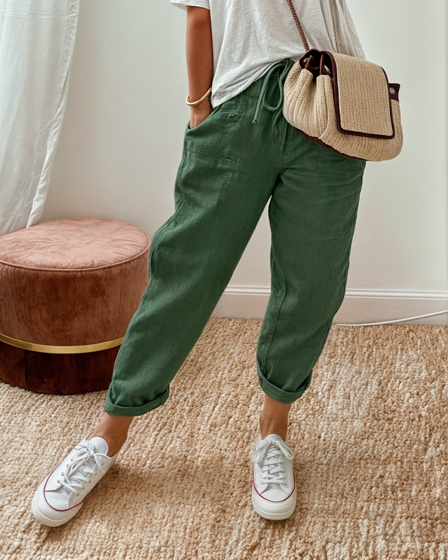 Damen Lässige Kordelzug Sommerhose | mit Taschen