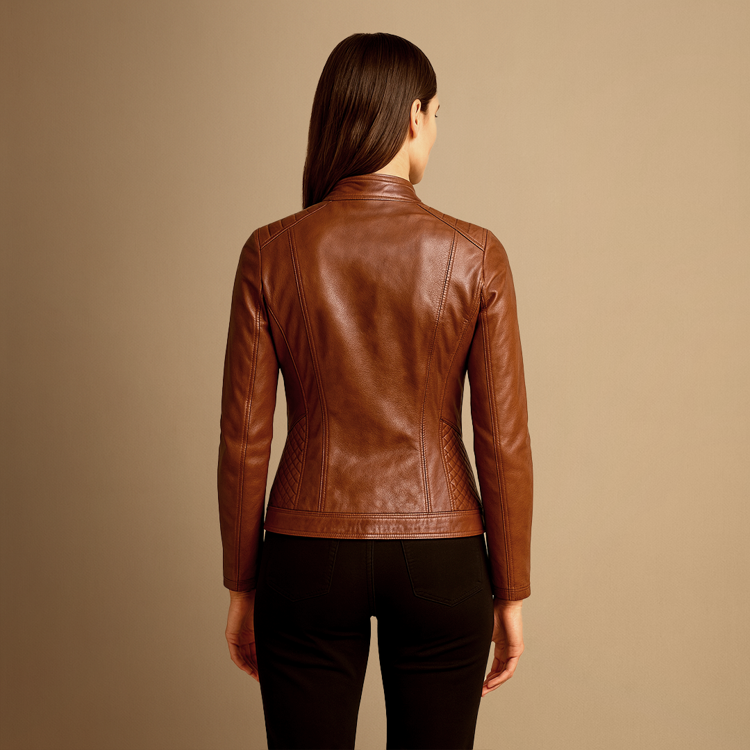 Women's Leather Jacket | Stand Collar