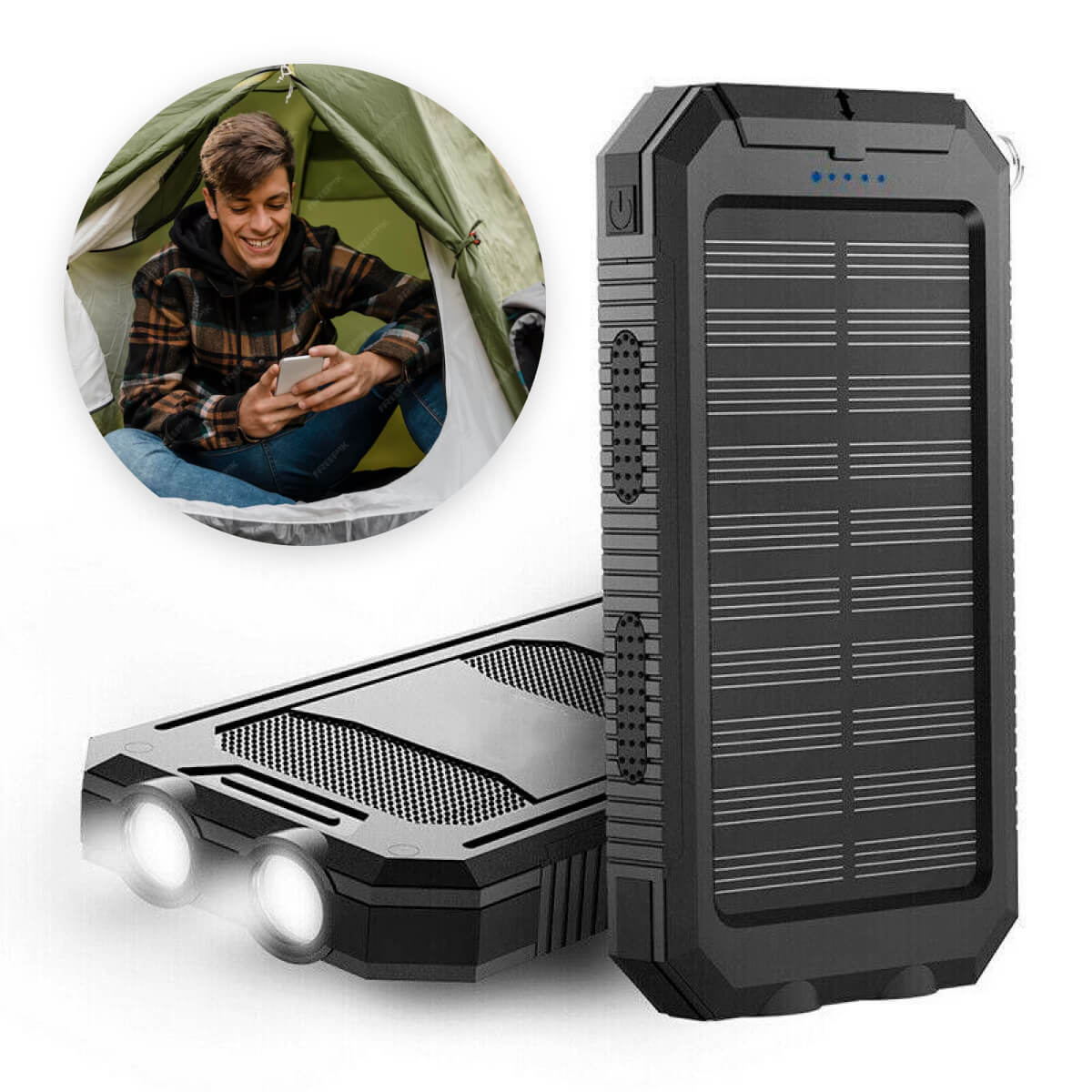 20000mAh Wasserdichte Solar Power Bank - Externer Ladegerät