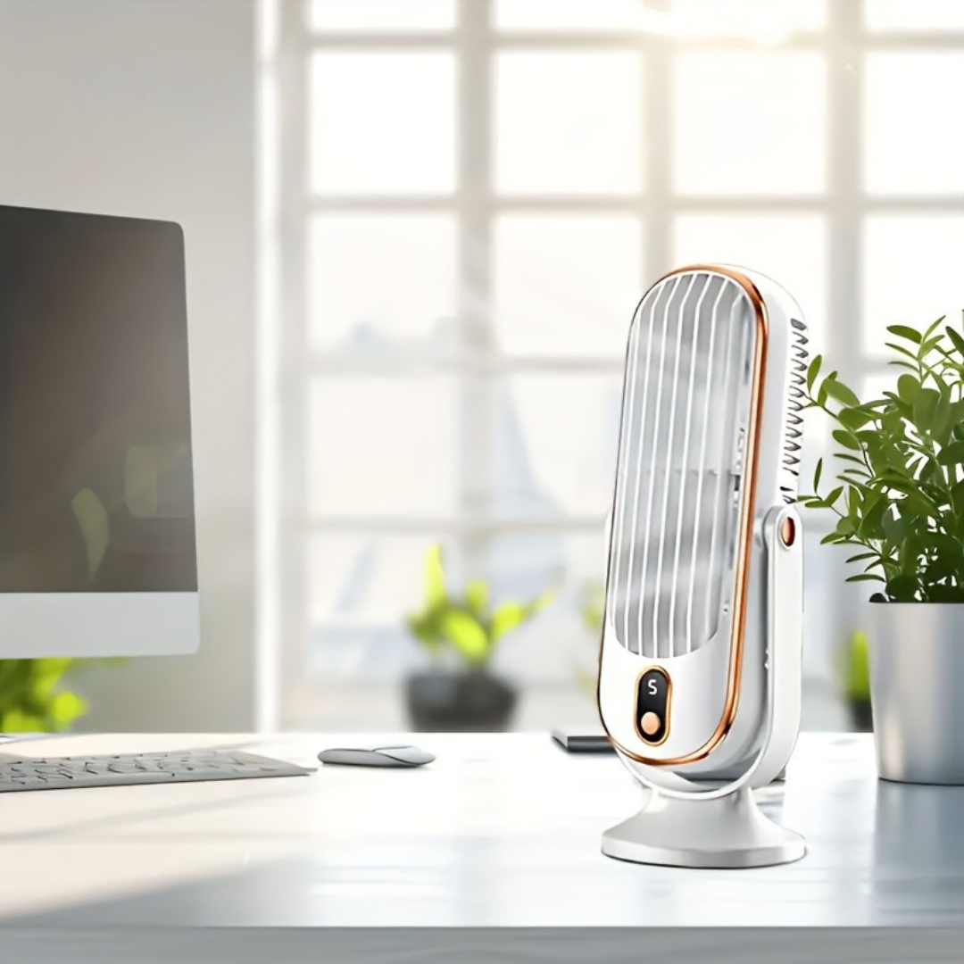 Premium Kühlventilator | Dualmotor, 720° Rotation, USB wiederaufladbar & ultra-leise für ultimativen Komfort überall