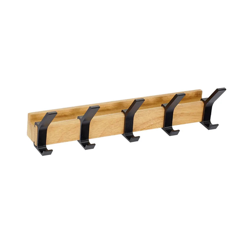 Wandgarderobe mit verstellbaren Doppelhaken | Skandinavisches Design | Holz & Aluminium | Platzsparend & Modern