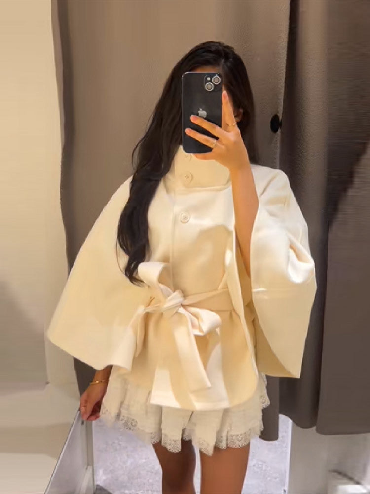 Women's High Collar Coat | Wide Sleeves