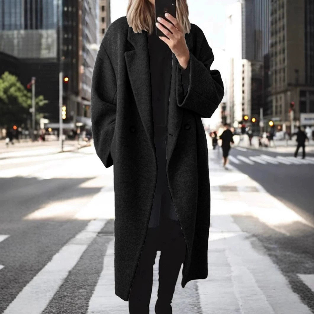 Women's Loose Woolen Cloth Coat | Long