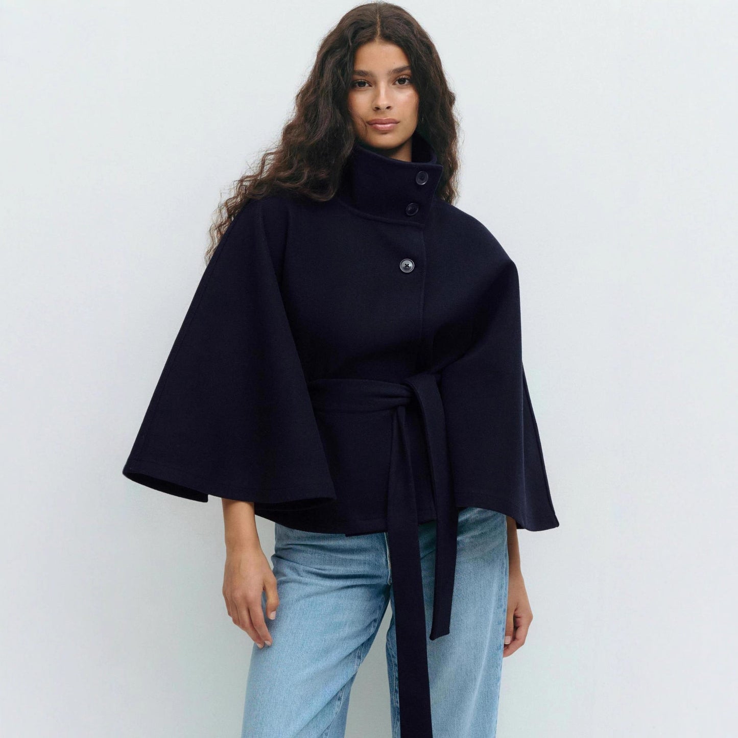 Women's High Collar Coat | Wide Sleeves