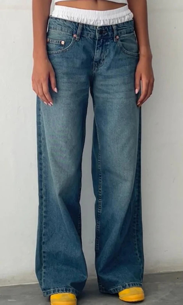 Damen Stretch Baggy Jeans | Lang