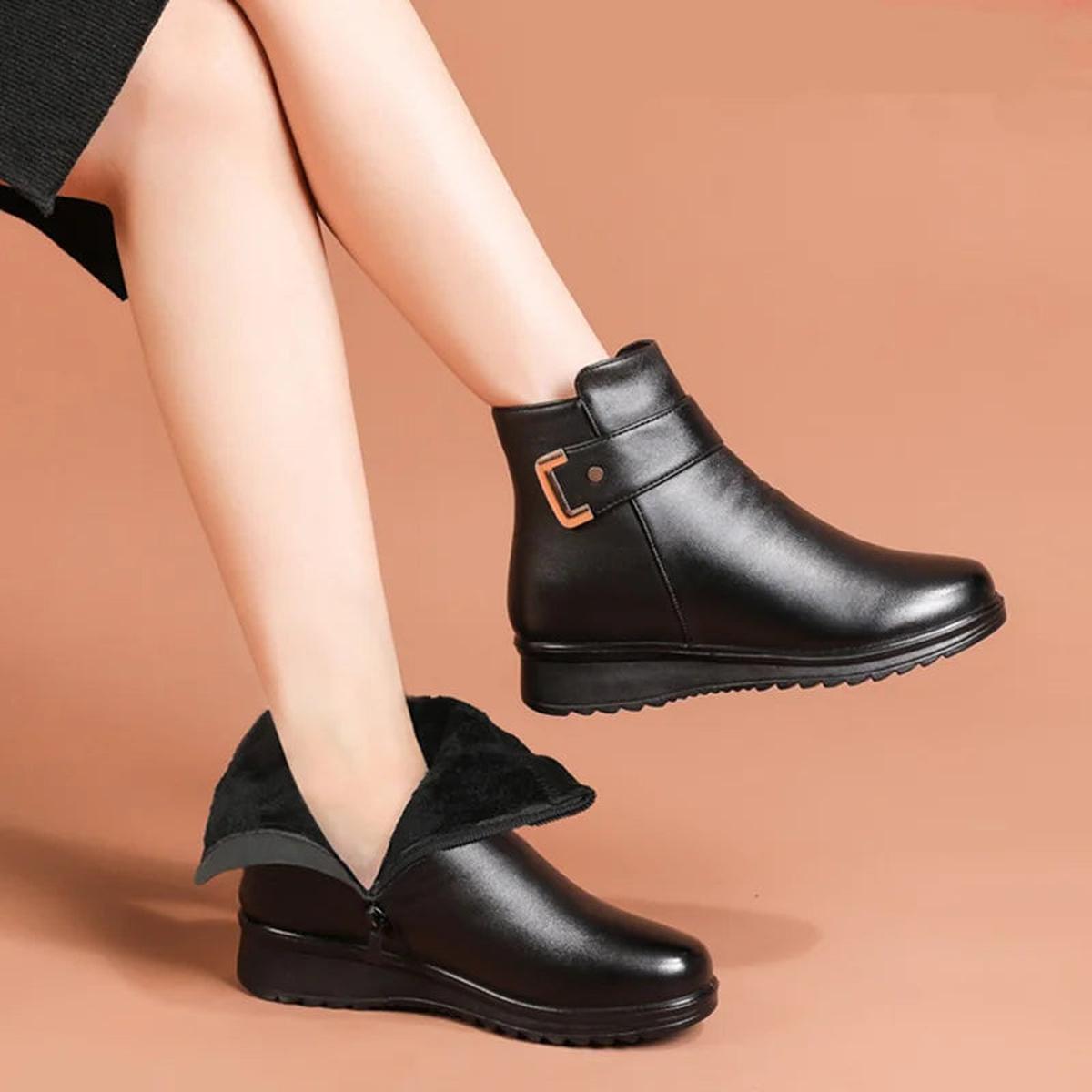 Women's Flats Black Boots | Winter
