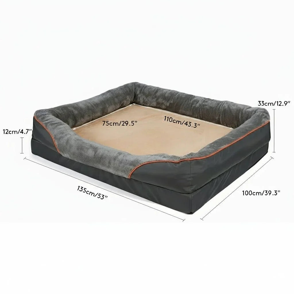 Wasserdichtes Orthopädisches Hundebett mit Erhobenem Kissen & Memory-Schaum-Unterstützung