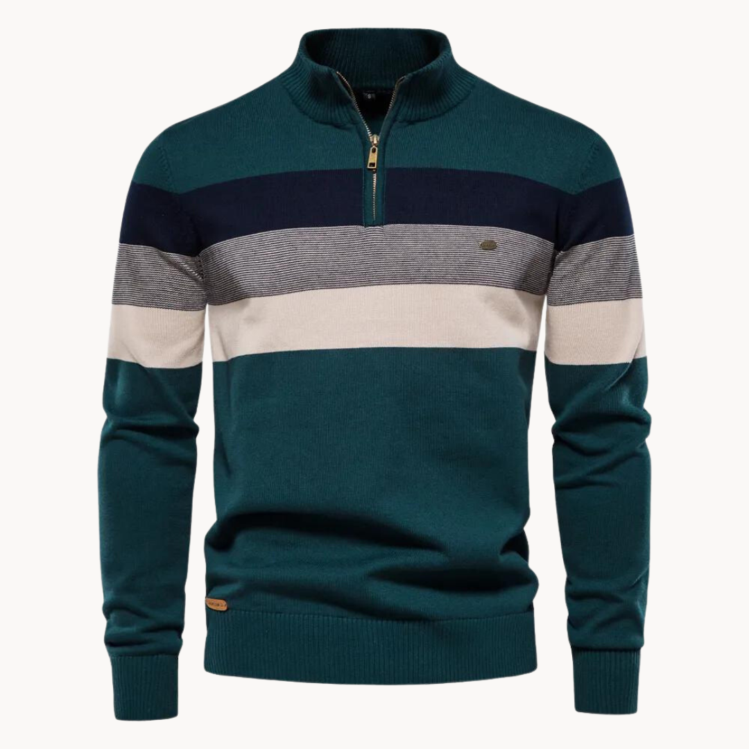 Men's Soft Striped Sweater | Zip