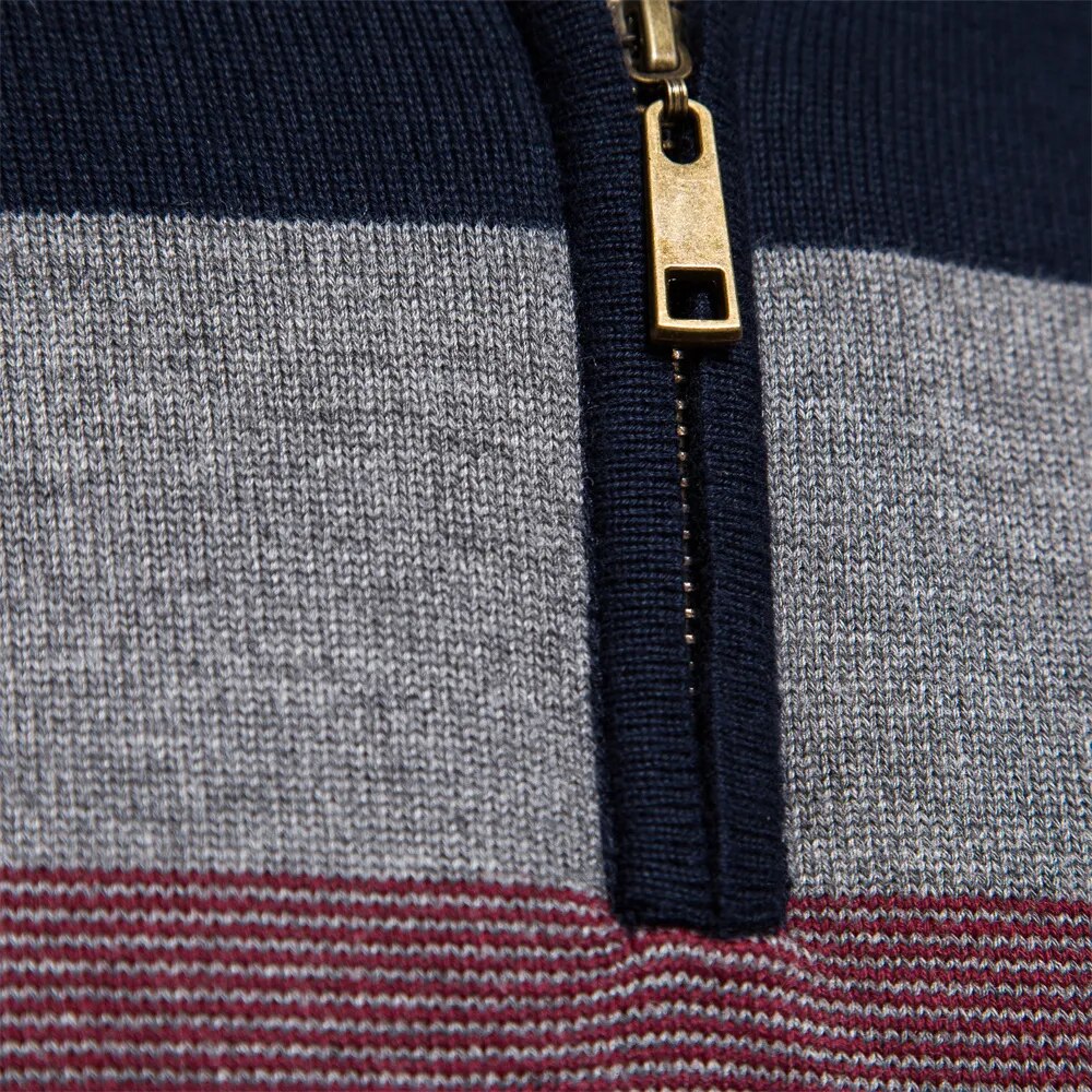 Men's Soft Striped Sweater | Zip