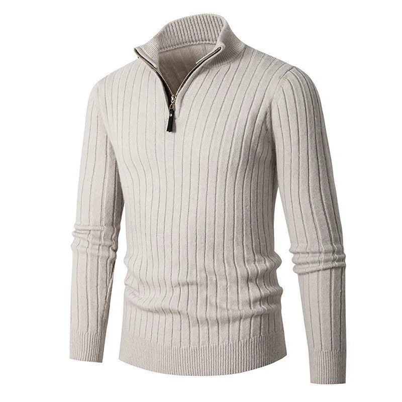 Men's High Collar Sweater | Half Zip