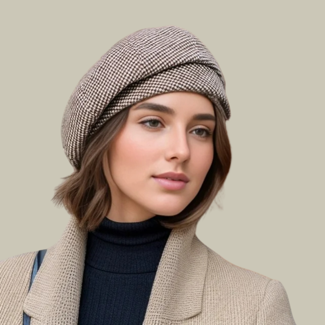 Women's French Beret Hat | Houndstooth