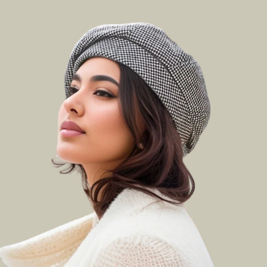 Women's French Beret Hat | Houndstooth