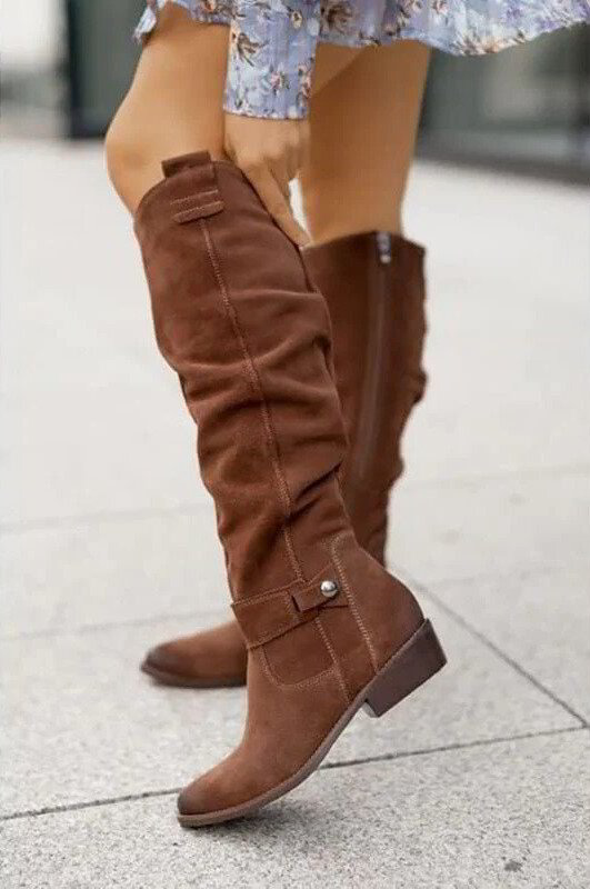 Women's Boots with Side Zip Knee High Boots | Suede