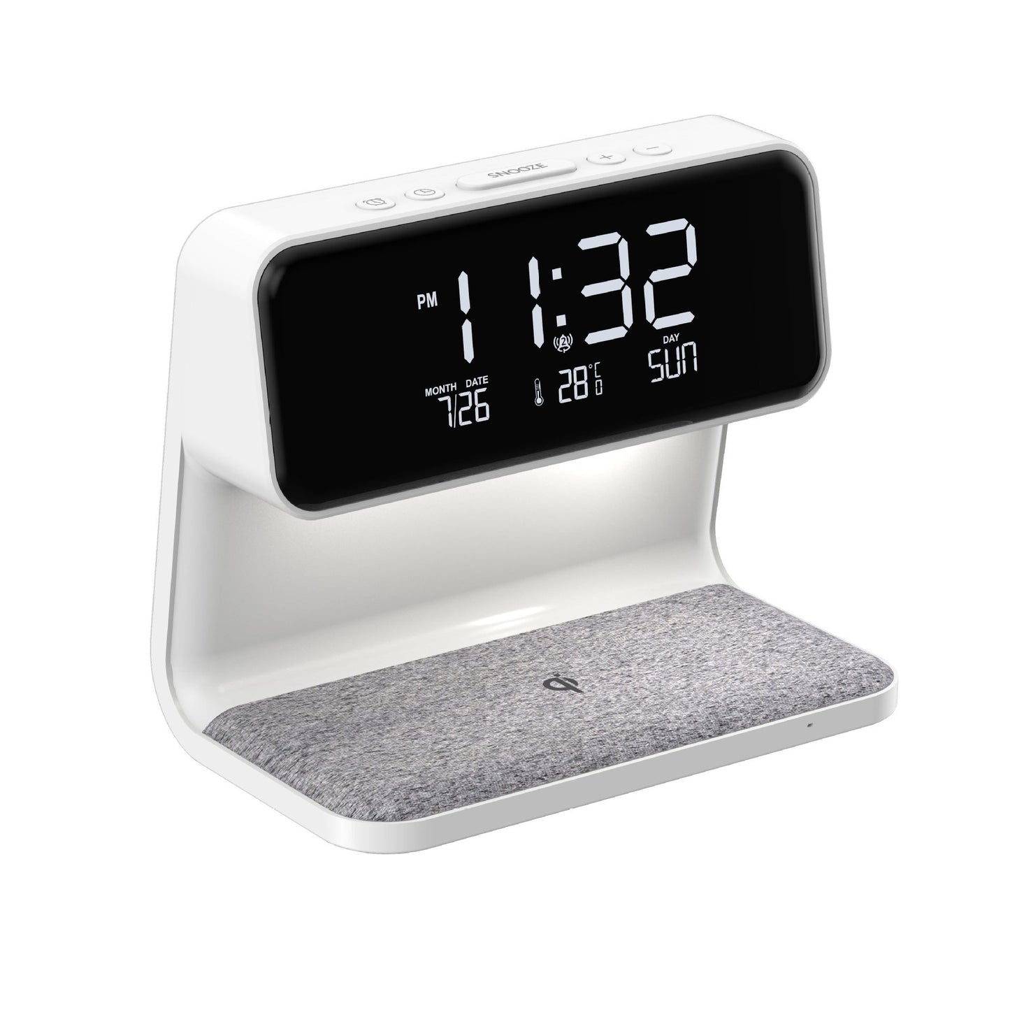 3-in-1 Nachttischlampe mit kabelloser Ladestation – LCD-Wecker & Touch-Dimmbares LED-Tischlicht