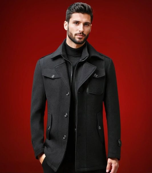 Men's Double Collar Jacket | Woolen Cloth
