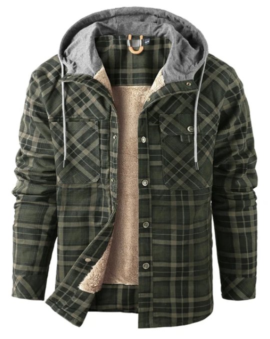 Men's Thickened Hooded Jacket | Plaid