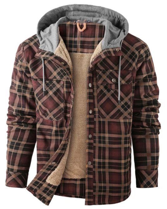 Men's Thickened Hooded Jacket | Plaid