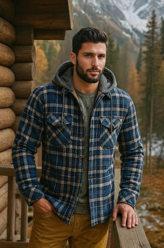 Men's Thickened Hooded Jacket | Plaid