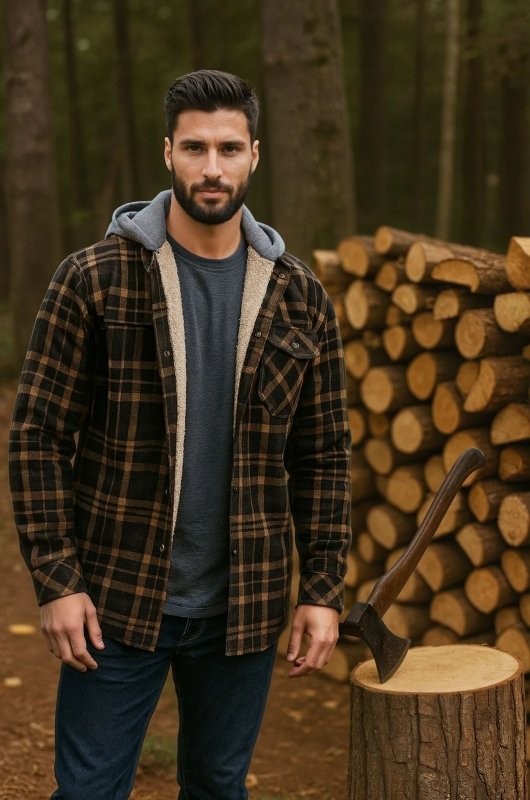 Men's Thickened Hooded Jacket | Plaid