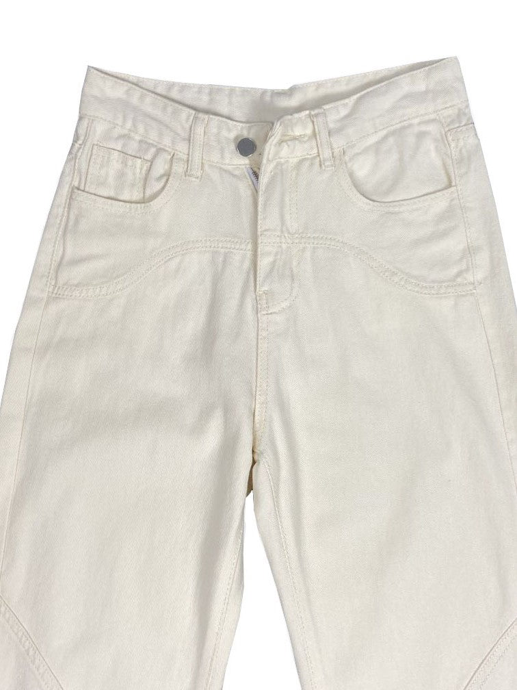 Weiße Vintage Baggy Boyfriend Jeans mit Splice
