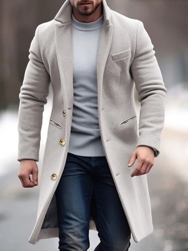 Men's Single-Breasted Coat | Woolen Coat