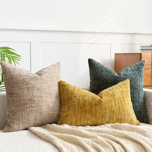 Chenille Dekokissen mit Bambusstruktur in einfarbig für Sofa und Schlafzimmer