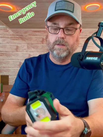 Notfallradio mit 10.000 mAh Powerbank | Solar-, Kurbel- & USB-C-Ladung | LED-Licht, SOS-Alarm & Kompass | AM/FM/NOAA