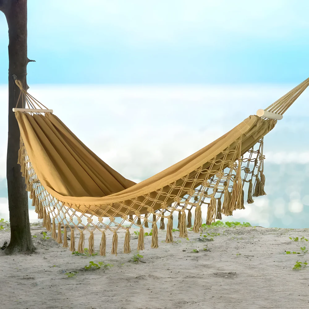 Gemütliche Boho Baumwoll-Hängematte