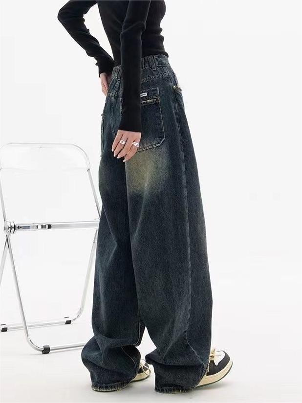 Damen Dunkel Wasch Vintage Baggy Boyfriend Jeans
