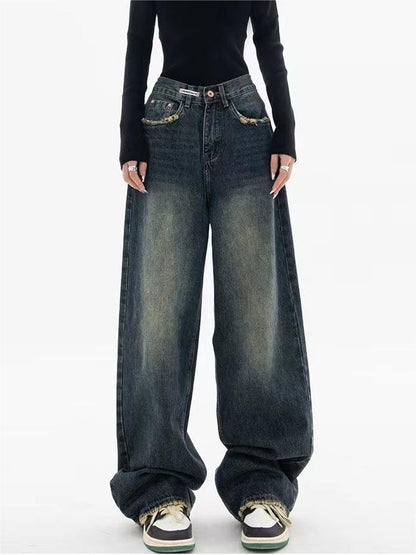 Damen Dunkel Wasch Vintage Baggy Boyfriend Jeans
