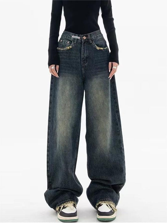 Damen Dunkel Wasch Vintage Baggy Boyfriend Jeans