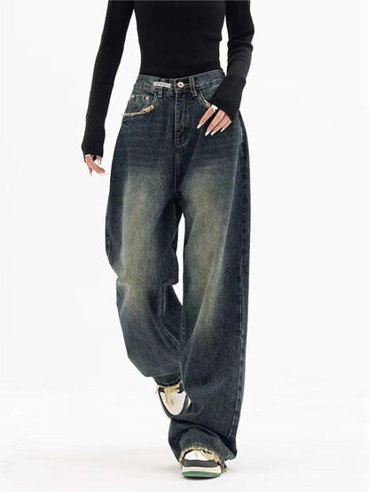 Damen Dunkel Wasch Vintage Baggy Boyfriend Jeans