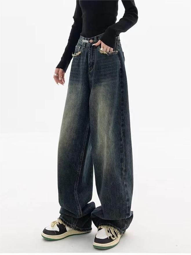 Damen Dunkel Wasch Vintage Baggy Boyfriend Jeans