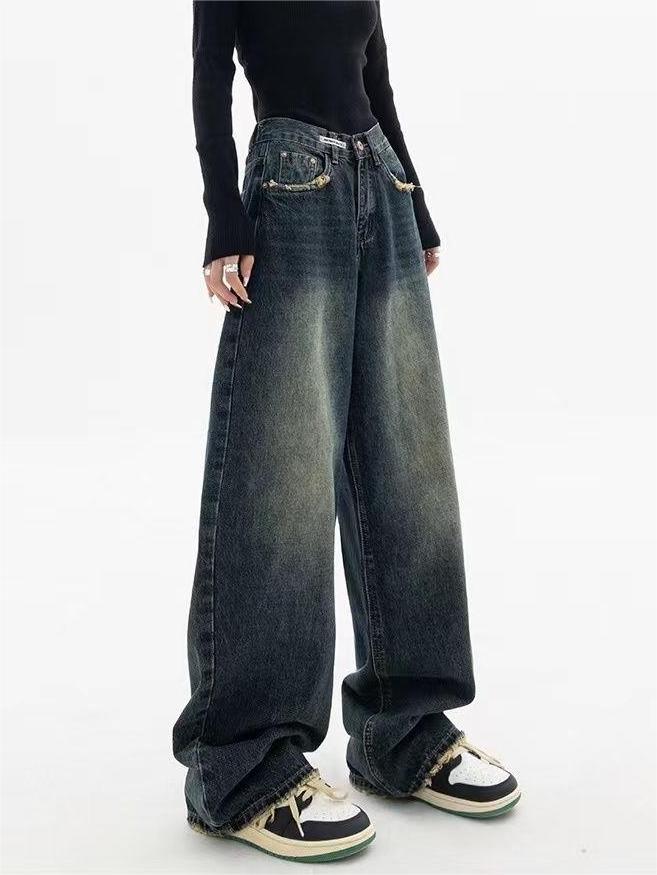 Damen Dunkel Wasch Vintage Baggy Boyfriend Jeans