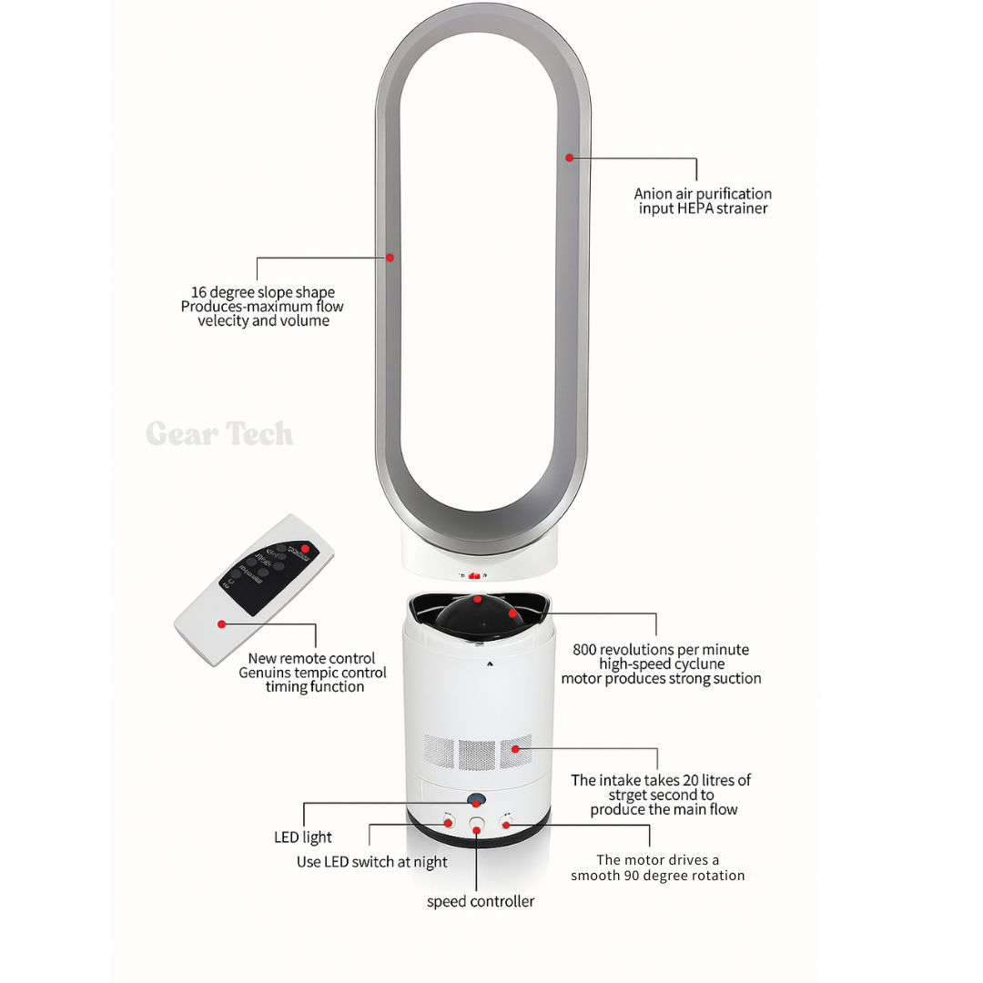 16-Zoll bladeless Ventilator mit Fernbedienung - UK-Design