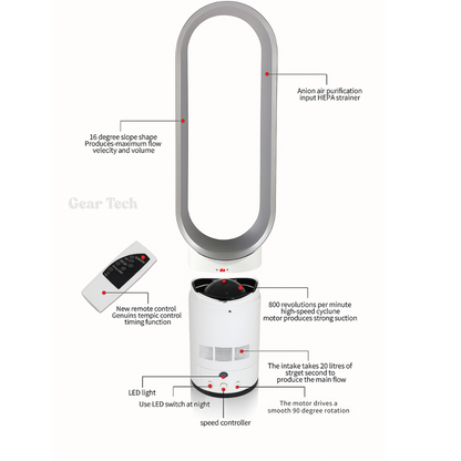 16-Zoll bladeless Ventilator mit Fernbedienung - UK-Design