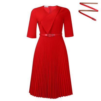 Pleated Knee Length Plus Size Dress for Women - Roberta
