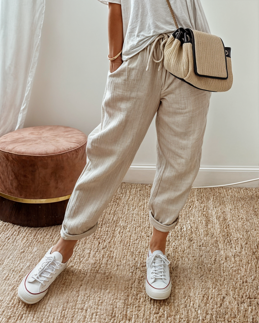 Damen Lässige Kordelzug Sommerhose | mit Taschen