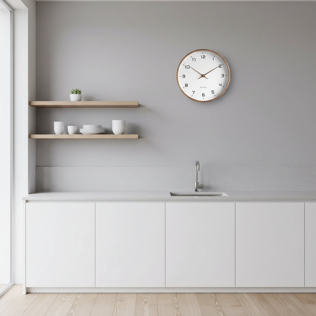 Skandinavische Holz-Wanduhr mit minimalistischem Design