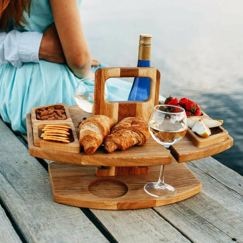 Tragbarer Holz-Picknick-Weintisch