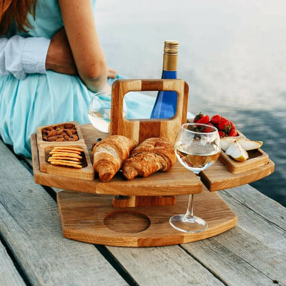 Tragbarer Holz-Picknick-Weintisch