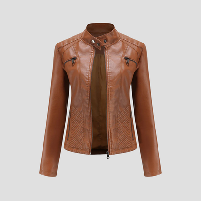 Women's Leather Jacket | Stand Collar