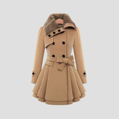 Women's Fur-Collar Coat | Belted