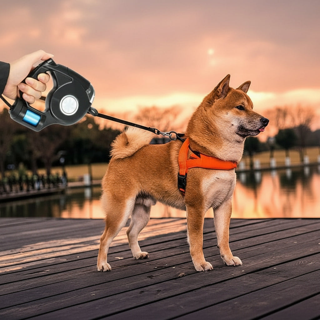 LED-Hundeleine mit integriertem Taschenlampe für sichere Spaziergänge